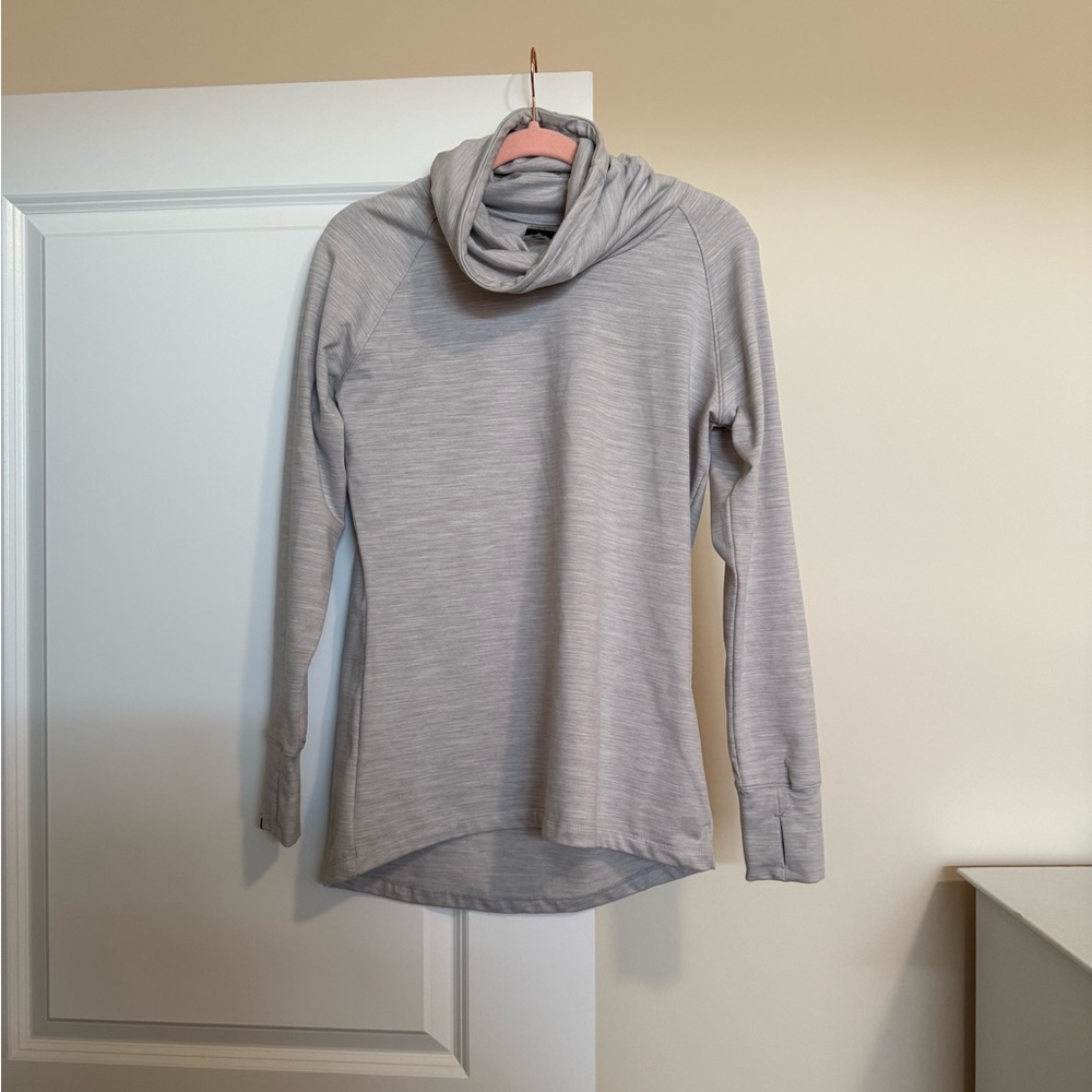 Cozy Gray Turtleneck Sweater with Cowl Design